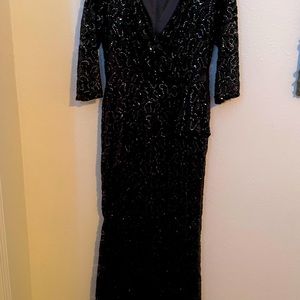 Long blue sequin long sleeve dress